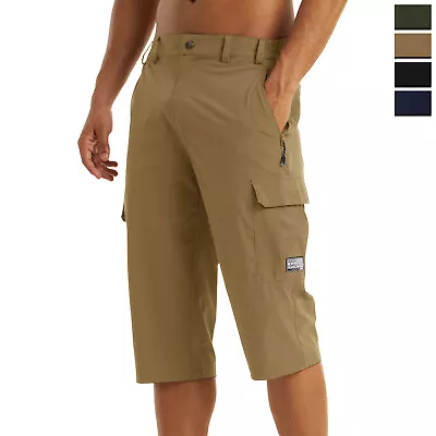 Men's 3/4 Capri Shorts Quick Drying Outdoor Hiking Sport Below Knee Cargo Shorts • $23.73