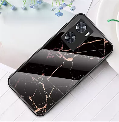 $17.58 • Buy For OPPO A57 A57s A77 5G Luxury Marble Tempered Glass Case Cover