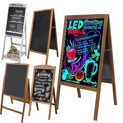 X Large Double Side Wooden Frame A-Board Pavement Sign Shop AD Floor Chalkboard • £37.97