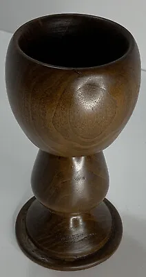 Vtg Wooden Goblet Candleholder Chalice Chunky Turned Excellent Hardwood NICE! • $27.39