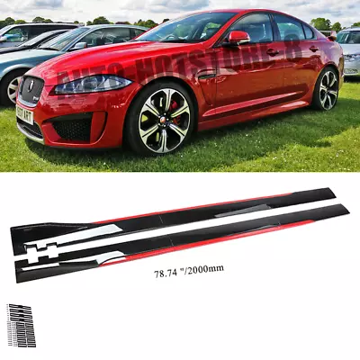 For Jaguar XE XF XFR S XJ 78.7  Red Side Skirt Extension Body Kit Lip Splitters • $99.99