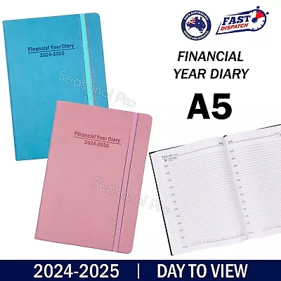 2024 2025 Financial Year Diary Day To View A5 Hard Cover Elastic Planner Office • $19.95