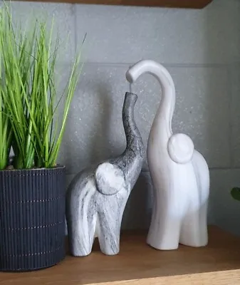 £13.99 • Buy Pair Ceramic Elephants Ornament Scandi Nordic Home Decor Accessories 