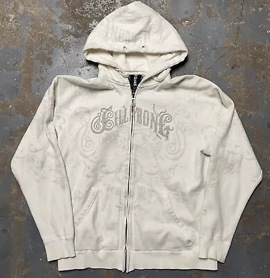 Y2K Crazy Billabong AOP Zip Up Hoodie White Size Large All Over Print • $65
