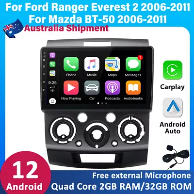 9  Carplay Head Unit Car Radio 2G+32G GPS Navi BT WIFI For Ford Ranger 2006-2011 • $259.99