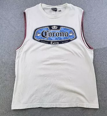 Vintage Corona Extra 2004 Shirt Mens Medium White Sleeveless Tank Top Beer Adult • $18.88