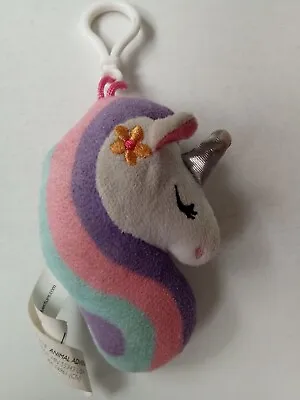 Glitzy White Plush Unicorn Decorative Clip On Keychain Animal Adventure 2018 • $4.99