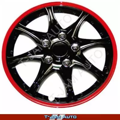 Wheel Covers 15'' Black & Red Gloss Set Of 4 Quality • $60.45