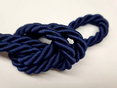 Barley Twist Cord Rope 3 Ply 8mm Piping Upholstery - Navy Blue • £2.99