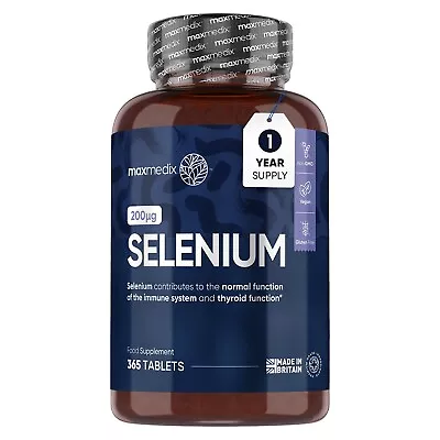 Selenium 200 Mcg 365 Tablets | Hair Skin Nails Immune And Thyroid Supplement • £9.89