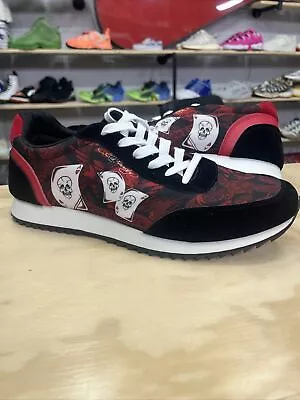 Ed Hardy Lennon Black Red White Skull Cards Tattoo Sneakers Men Sz 13 NEW • $29.50