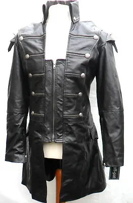 HAND MADE Mans 100% REAL LEATHER Black Steampunk Jacket Coat  GOTH PUNK ROCK • $107.38