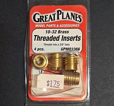 Original Great Planes RC Plane Part #3366 - 10-32 Brass Threaded Inserts X4 NOS • $16.95