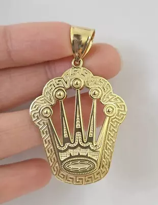 Unisex 14K Yellow Gold Plated King Ladies Good Shape Crown Design Charm Pendant • $122.49