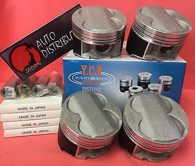 85mm High Compression YCP Pistons + Rings For B16 B18 B20 HondaAcura • $189.95