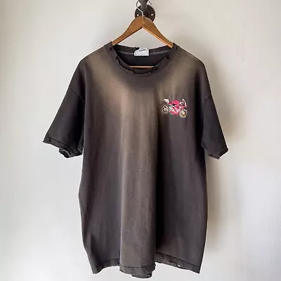 VTG Lee Total Cotton T-Shirt Mens XL Black Short Sleeve DUCATI MOTOLIDS Thrashed • $22