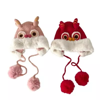 Children S Dragon Hat Kids 2024 New Year Beanie Cap With Earflaps & Chin Strap • $18.04