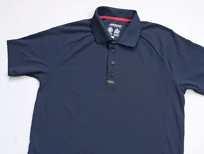 Musto UPF 40 Forty Polo Shirt Mens Short Sleeve Top Size L Large EU 52 Navy Blue • £7.99