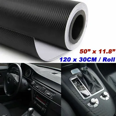 3D Car Interior Accessories Interior Panel Black Carbon Fiber Vinyl Wrap Sticker • $6.99