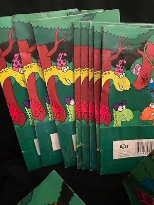 Lot Of 10 Bags 1980s Russ Berrie Dinosaur Paper Party Bags.  Storage Wear   New • £3.86