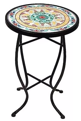 14 Inch Round Side Ceramic Tile Top Indoor And Outdoor Accent Table Pineapple • $47.98