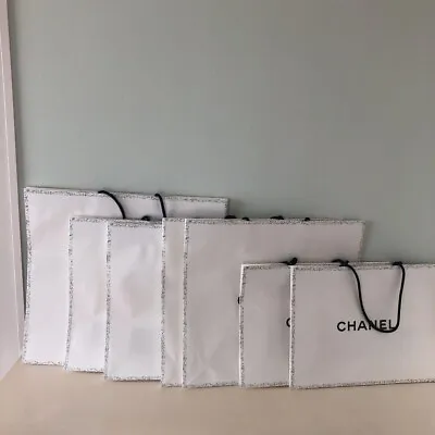 [Set Of 7] CHANEL Authentic White Black Shopping Paper Bags-Large & Medium Size • £158.28