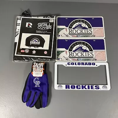 Colorado Rockies Grill Cover Auto Tag Frame Gloves MLB Ultimate Fan Gift Lot • $13.60