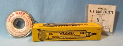 Vintage FRESHWATER Fishing 4pc GROUP  REELSLICK LINE EYELETS LEAD WIRE WRENCH   • $10.02
