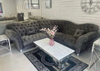 Brand New Elegance Chesterfield Corner Sofa | Steel | Free Set Up • £899