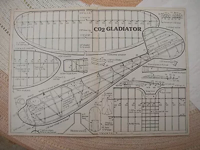 Aero Modeller Plan Of CO2 Gladiator With Original Magazine August 1988 16  Span • £3.75