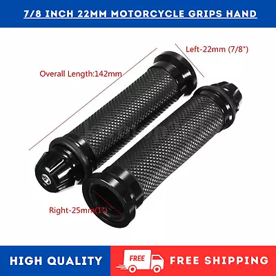 Motorcycle Hand Grips BLACK For 22mm 7/8 Inch Handlebars Cafe Racer Easy Fit • $22.99