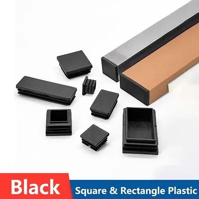 Black Square & Rectangle Plastic End Caps Blanking Plugs Tube Inserts Chair Feet • $109.19