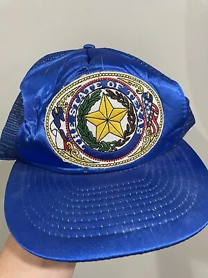 Vintage Royal Blue The State Of Texas Snapback Trucker Hat NL • $12