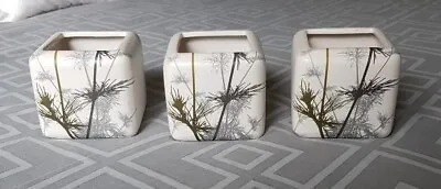 $19.50 • Buy Planter Pots Succulent Pot Ceramic Pot Flower Planter Bamboo Design 3 Pc Set 