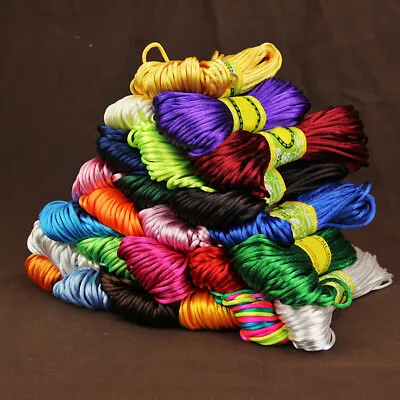 20m 2mm Rattail Satin Silk Cord Nylon Macrame Braiding String Knitting Rope  • £3.37