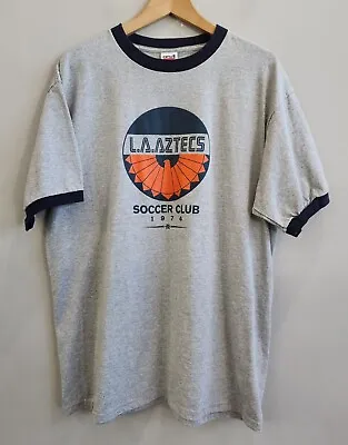 LA Aztecs Soccer Club Ringer Shirt Football ⚽️ Anvil Y2K Men's Size XL • $35.99