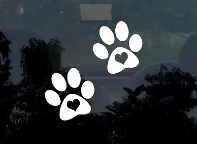 2x Paw Print Stickers Car Decal Heart Dog Cat Puppy Vinyl Car Laptop Window Love • $5.25