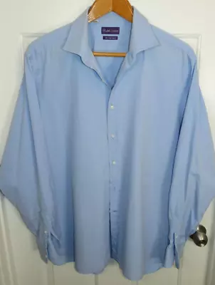 Ralph Lauren Purple Label Shirt Men 18 Blue Dress Shirt 120s 2 Ply Cotton • $27.90