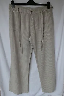 £6 • Buy Tu Ladies Stone Beige Striped Trousers, Linen Viscose, Size 14R