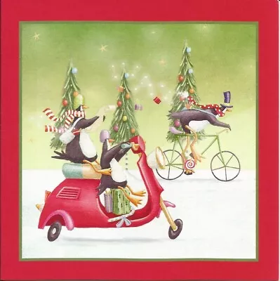 BUDGET QUIRKY XMAS WITH CARD PENGUIN ON A  SCOOTER Vespa Lambretta Mod Skinhead • £1