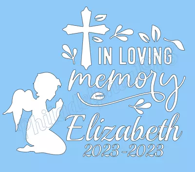 Loving Memory With Baby Angel Die Cut Vinyl Decal Custom Memorial #147A 11inX9in • $11