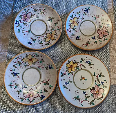 Vintage  Deruta Sberna Italian Pottery  Floral Saucers 6” • $12
