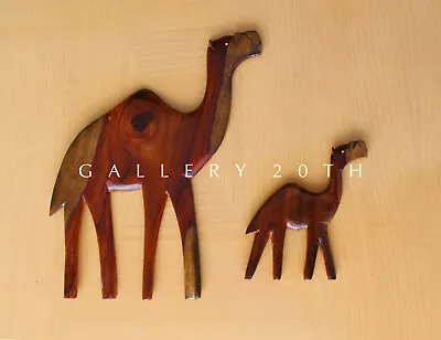 Cute! Danish Modern Camels Wall Art! Atomic Rosewood 1950s 1960s Eichler Era! • $600