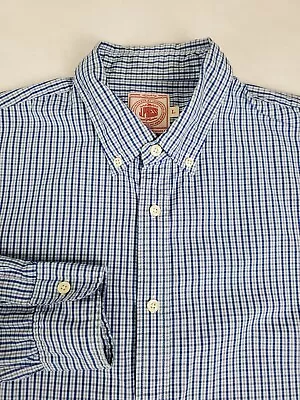 J. Press  Mens Shirt Large Blue Check Cotton Button Down Long Sleeve Casual • $34.99