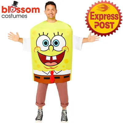 CA1609 Mens Licensed Spongebob Squarepants Sponge Bob Adult Fancy Dress Costume • $56.35