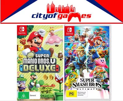 New Super Mario Bros. U Deluxe & Super Smash Bros. Ultimate Switch New In Stock • $151.95