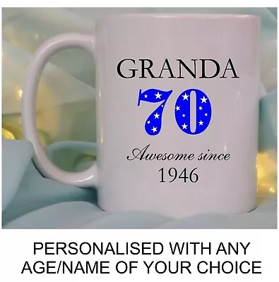 PERSONALISED BIRTHDAY MUG 40th 50th 60th 65th 70th 75th 80th 90th GIFT MENS DAD • £10.95