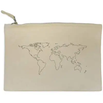 £9.99 • Buy 'World Map' Canvas Clutch Bag / Accessory Case (CL00023502)