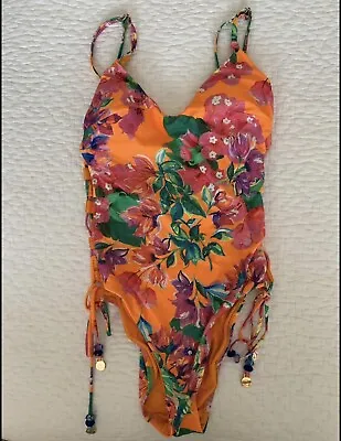 MW By Matthew Williamson Orange Floral One Piece Swimsuit Size 10 • £8.99