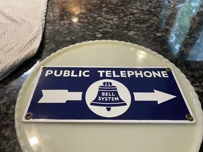 Vintage/Antique Bell Telephone 2 Sided Porcelain Arrow Sign • $112.07